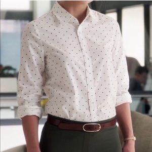 J. Crew White Micro Dot Button Down Shirt